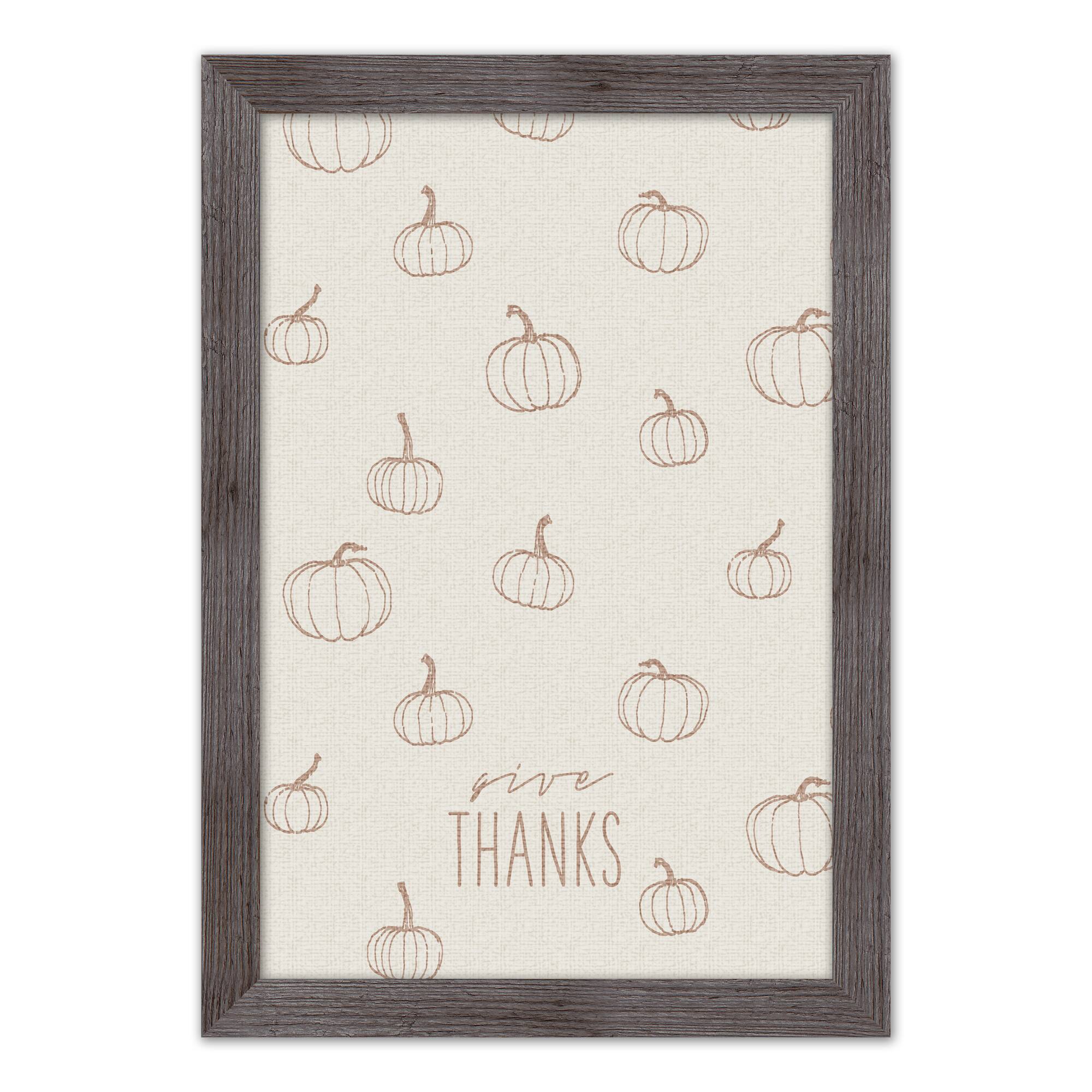 Dusty Rose Pumpkin Give Thanks Print in Western Gray Frame